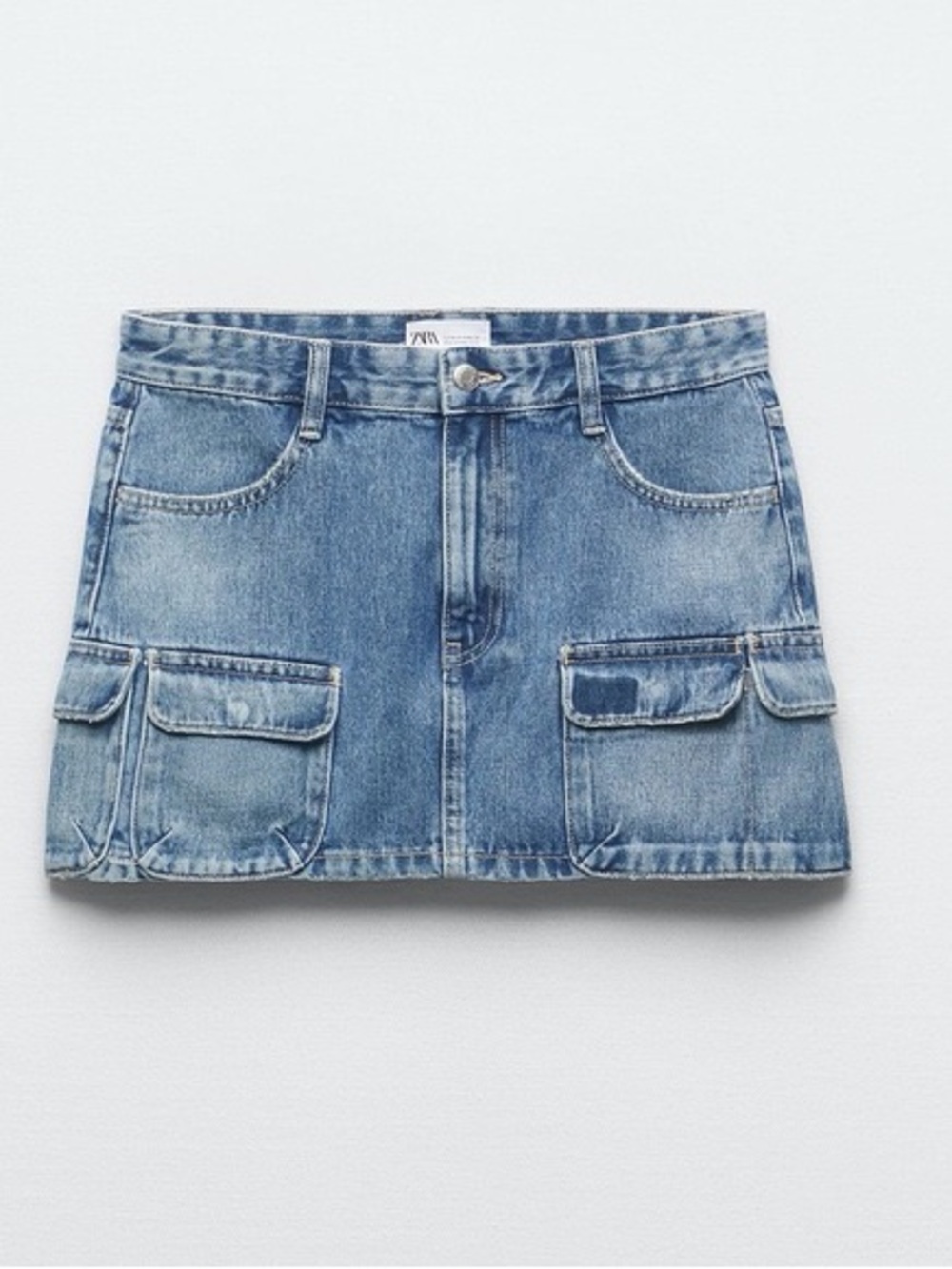 Zara Denim Cargo Mini Skirt - Light Blue